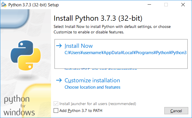 Install Python 3.7.3 (32-bit)